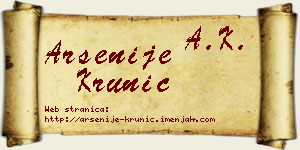 Arsenije Krunić vizit kartica